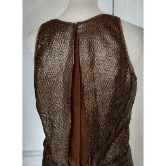 BCBGMaxAzria Jumpsuit M Gold Sequins Sleeveless Lowe  Formal Party - Picture 11 of 16